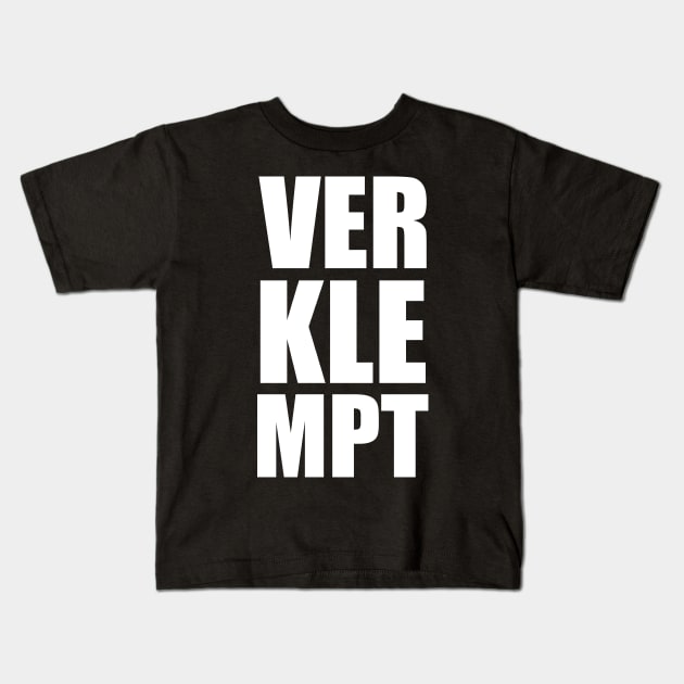 VERKLEPMT Yiddish Trendy Vertical Large Typography Kids T-Shirt by BubbleMench